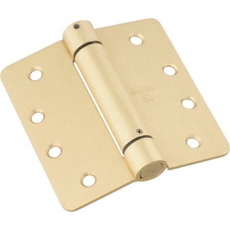 National 4 In. 1/4 In. Radius Brass Spring Door Hinge N185207